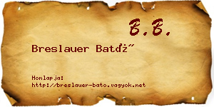 Breslauer Bató névjegykártya